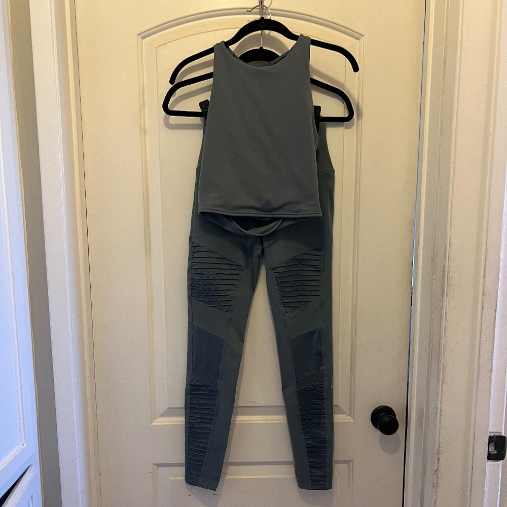 Alo Yoga Moto Leggings & Crop Top Set